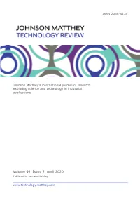 Volume 64, Issue 2, April 2020 Published by Johnson Matthey © Copyright 2020 Johnson Matthey