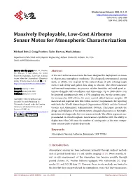 Massively Deployable, Low-Cost Airborne Sensor Motes for Atmospheric Characterization