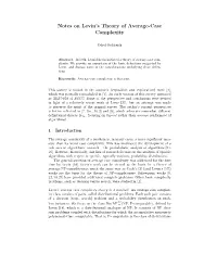 Notes on Levin's Theory of Average-Case Complexity