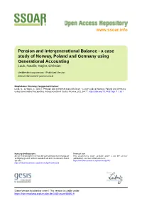 Pension and Intergenerational Balance - a Case Study of Norway, Poland and Germany Using Generational Accounting Laub, Natalie; Hagist, Christian