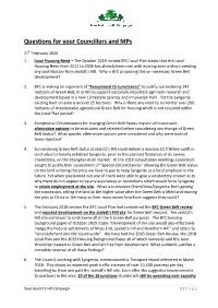 Questions for Your Councillors and Mps