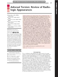 Adnexal Torsion: Review of Radio- Logic Appearances