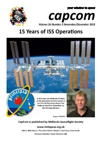 Capcom Volume 26 Number 2 November/December 2015 15 Years of ISS Operations