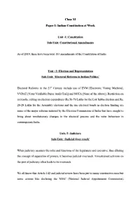 Class XI Paper I: Indian Constitution at Work