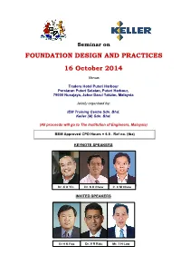 FOUNDATION DESIGN and PRACTICES 16 October 2014