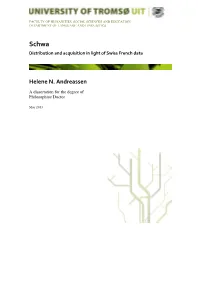 Schwa Distribution and Acquisition in Light of Swiss French Data