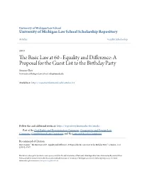 The Basic Law at 60 - Equality and Difference: a Proposal for the Guest List to the Birthday Party