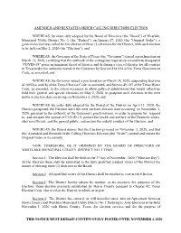 AMENDED and RESTATED ORDER CALLING DIRECTORS ELECTION WHEREAS, by Order Duly Adopted by the Board of Directors