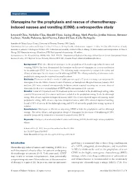 Induced Nausea and Vomiting (CINV): a Retrospective Study