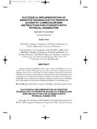 Successful Implementation of Assistive Technology to Promote Access To