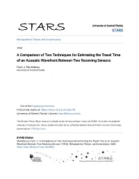 A Comparison of Two Techniques for Estimating the Travel Time of an Acoustic Wavefront Between Two Receiving Sensors