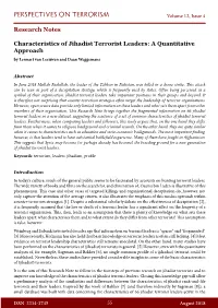 Characteristics of Jihadist Terrorist Leaders: a Quantitative Approach by Lennart Van Leeuwen and Daan Weggemans