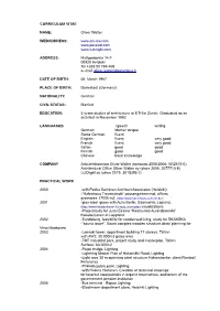 CURRICULUM VITAE NAME: Oliver Walter WEBADDRESS: Www-Luo-Light.Com ADDRESS: Myllypadontie 14 F 00