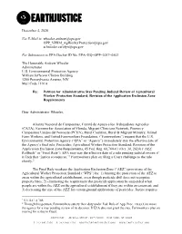 December 4, 2020 Via E-Mail to Wheeler.Andrew@Epa.Gov