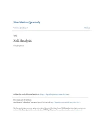 Self-Analysis Ernest Krenek