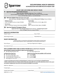 Sparrow Occupational Health Services Authorization for Work