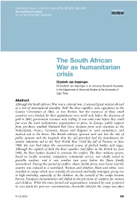 The South African War As Humanitarian Crisis