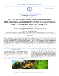 Analysis of Carotenoid Pigments Extracted by Column