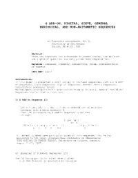 G Add-On, Digital, Sieve, General Periodical, and Non-Arithmetic Sequences