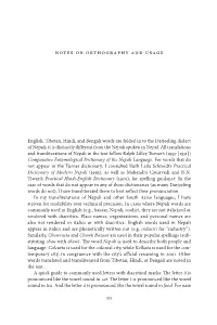 Notes on Orthography and Usage