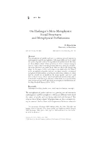 On Haslanger's Meta-Metaphysics