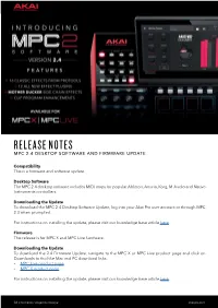 Release Notes Mpc 2.4 Desktop Software and Firmware Update