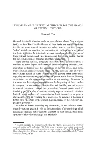 Textual Theories for the Praxis of Textual Criticism