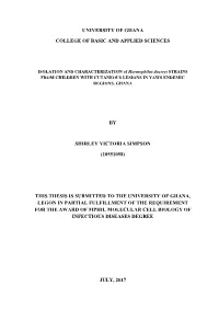 University of Ghana College of Basic and Applied Sciences by Shirley Victoria Simpson (10551058) This Thesis Is Submitted To