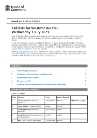 View Call Lists: Westminster Hall PDF File 0.05 MB