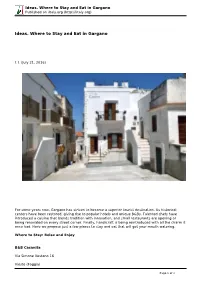 Ideas. Where to Stay and Eat in Gargano Published on Iitaly.Org (