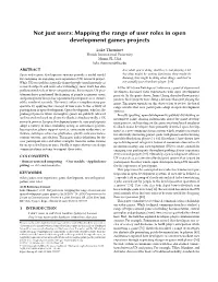 Mapping the Range of User Roles in Open Development Games Projects