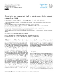 Observation and a Numerical Study of Gravity Waves During Tropical Cyclone Ivan (2008)