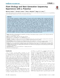 Plant Virology and Next Generation Sequencing: Experiences with a Potyvirus