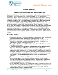 Position Statement Violence Is a Public Health and Health Care Issue