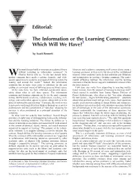 The Information Or the Learning Commons: Which Will We Have?1