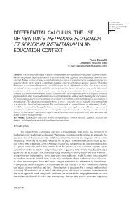 The Use of Newton's Methodus Fluxionum Et Serierum Infinitarum In