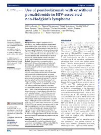 Use of Pembrolizumab with Or Without Pomalidomide in HIV-Associated Non-Hodgkin's Lymphoma