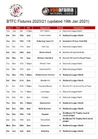 BTFC Fixtures 2020/21 (Updated 19Th Jan 2021)