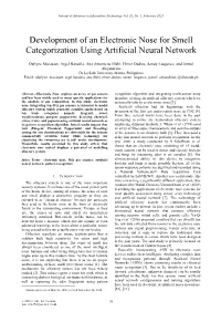 Development of an Electronic Nose for Smell Categorization Using Artificial Neural Network