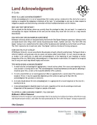 Land Acknowledgments a Guide