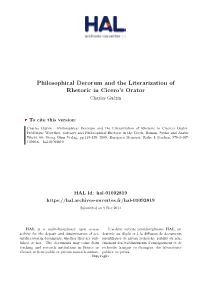 Philosophical Decorum and the Literarization of Rhetoric in Cicero's Orator