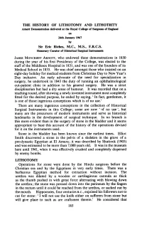 The History of Lithotomy and Lithotrity