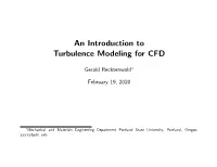 An Introduction to Turbulence Modeling for CFD