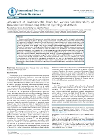 Assessment of Environmental Flows for Various Sub-Watersheds Of