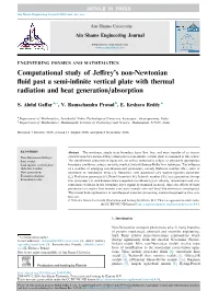 Computational Study of Jeffreyв€™S Non-Newtonian Fluid Past a Semi