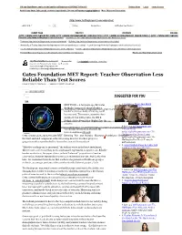 Gates Foundation MET Report: Teacher Observation Less Reliable Than Test Scores Posted: 01/08/2013 3:00 Pm EST Updated: 01/08/2013 5:45 Pm EST