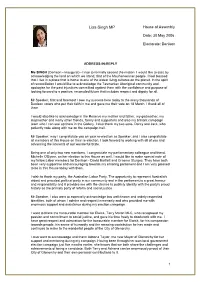 Inaugural Speech and I Support the Motion