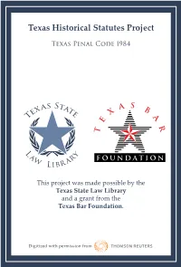Texas Penal Code with TABLES