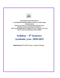 Textile Science Apperal Design SEMESTER 4