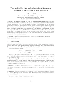 The Multiobjective Multidimensional Knapsack Problem: a Survey and a New Approach